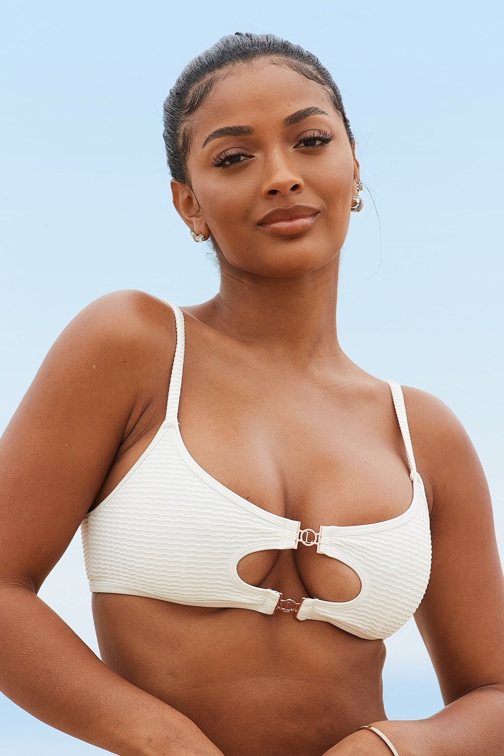 Lounge Underwear Cali Textured Bikini Top Grädde | VRPY-41206