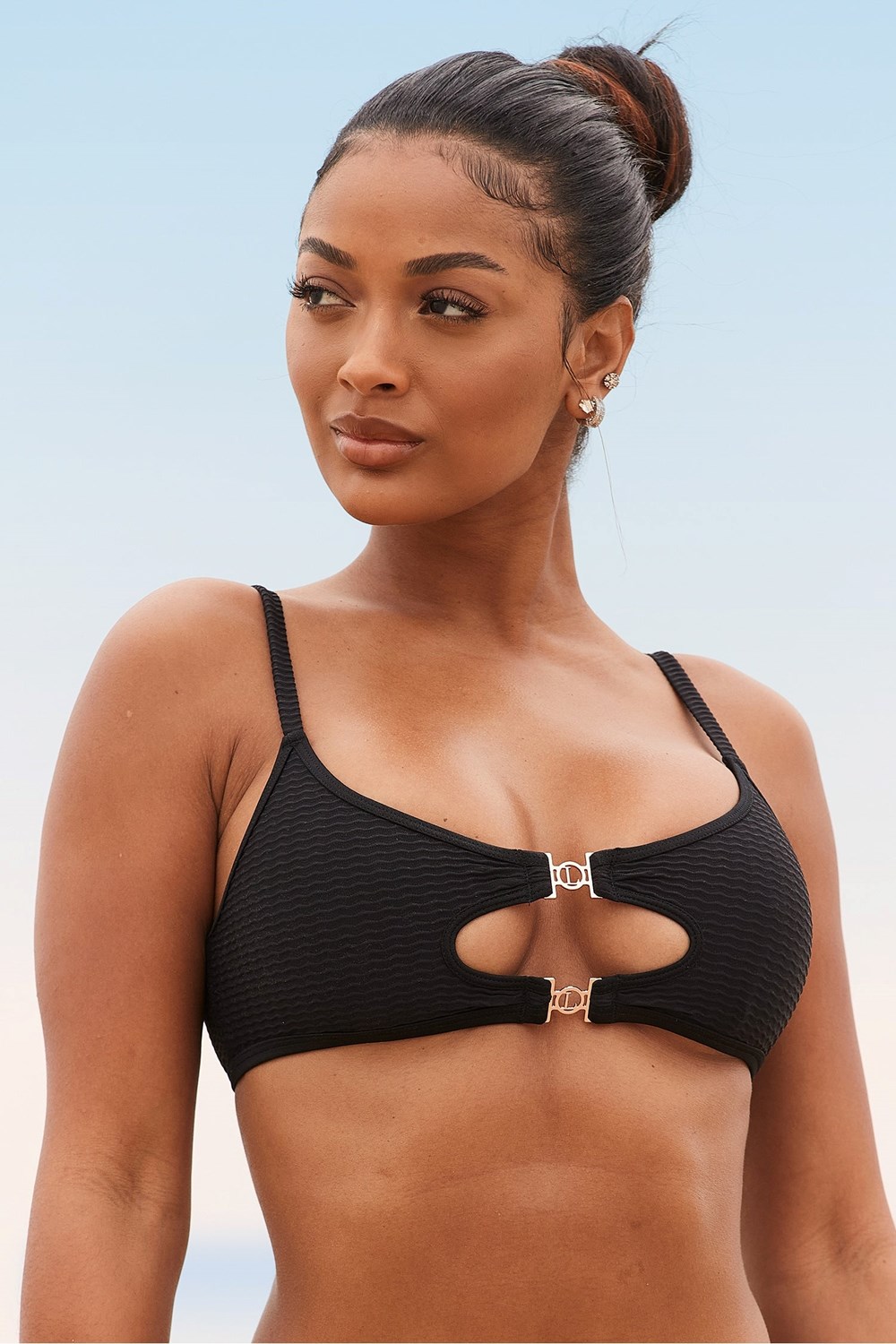 Lounge Underwear Cali Textured Bikini Top Svarta | XYMK-17590