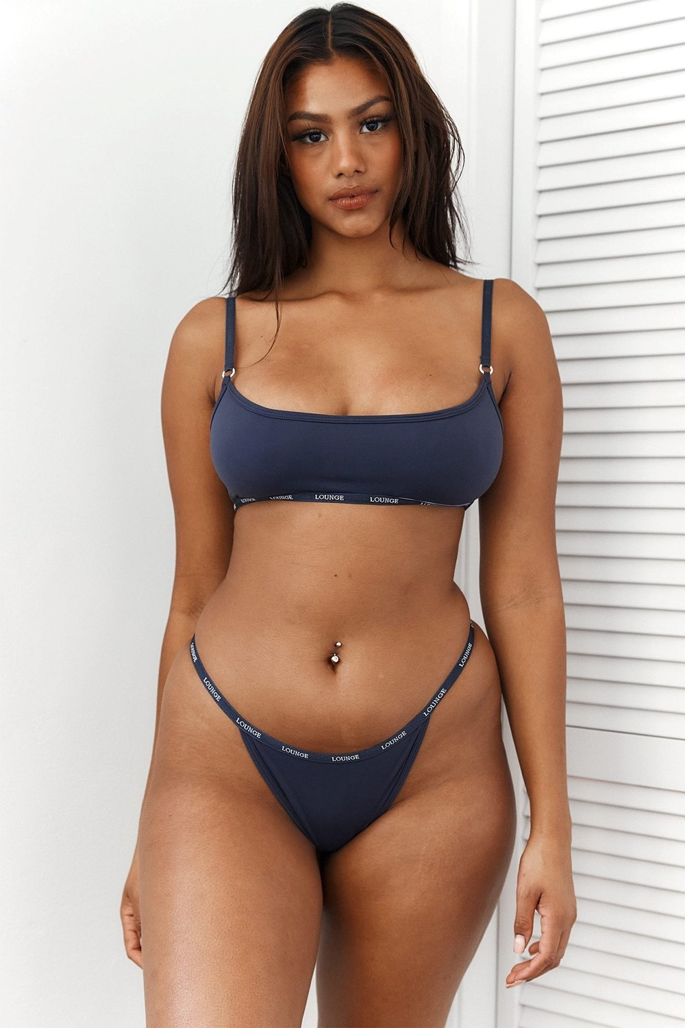 Lounge Underwear Essential Bralette & String/Briefs Set Blå | KMEQ-43659