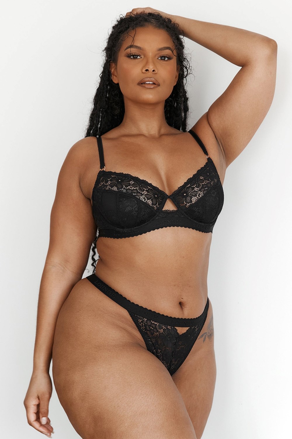 Lounge Underwear Flair Balcony Bra & String/Briefs Set Svarta | CNQA-86723