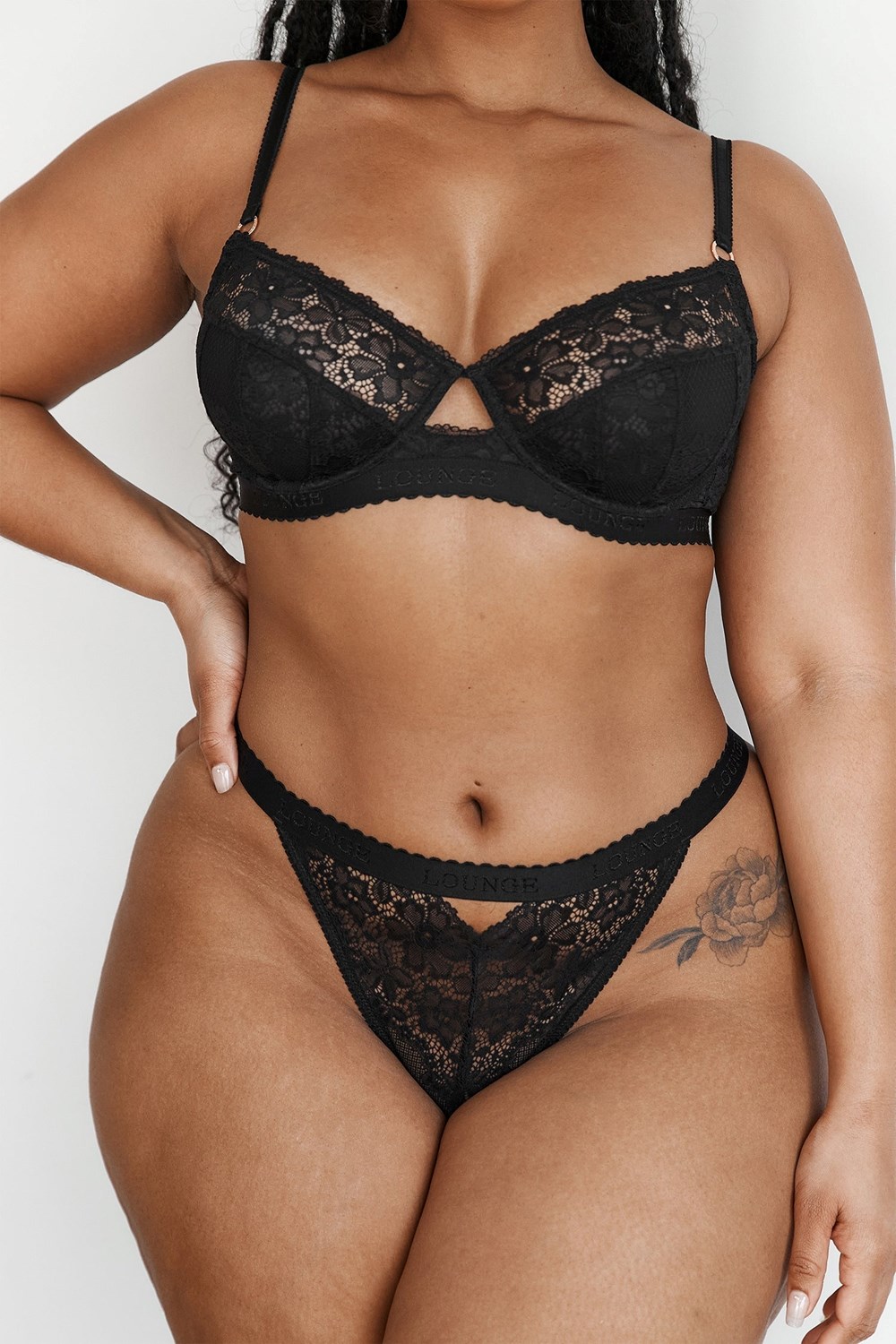 Lounge Underwear Flair Balcony Bra & String/Briefs Set Svarta | CNQA-86723