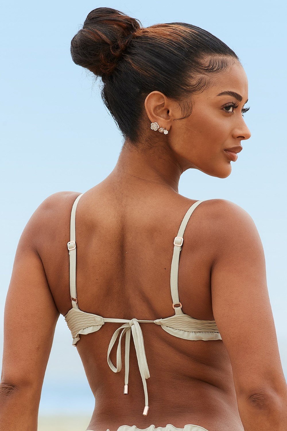 Lounge Underwear Hawaii Textured Bikini Top Olivgröna | UGVW-93017