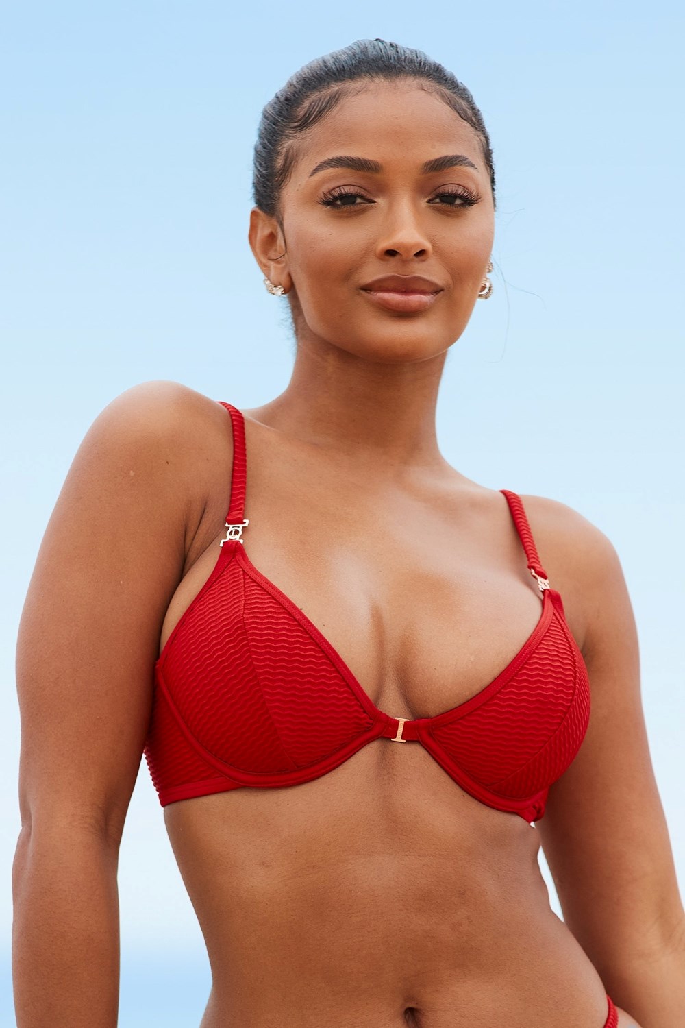 Lounge Underwear New York Textured Bikini Top Röda | WTKA-90267