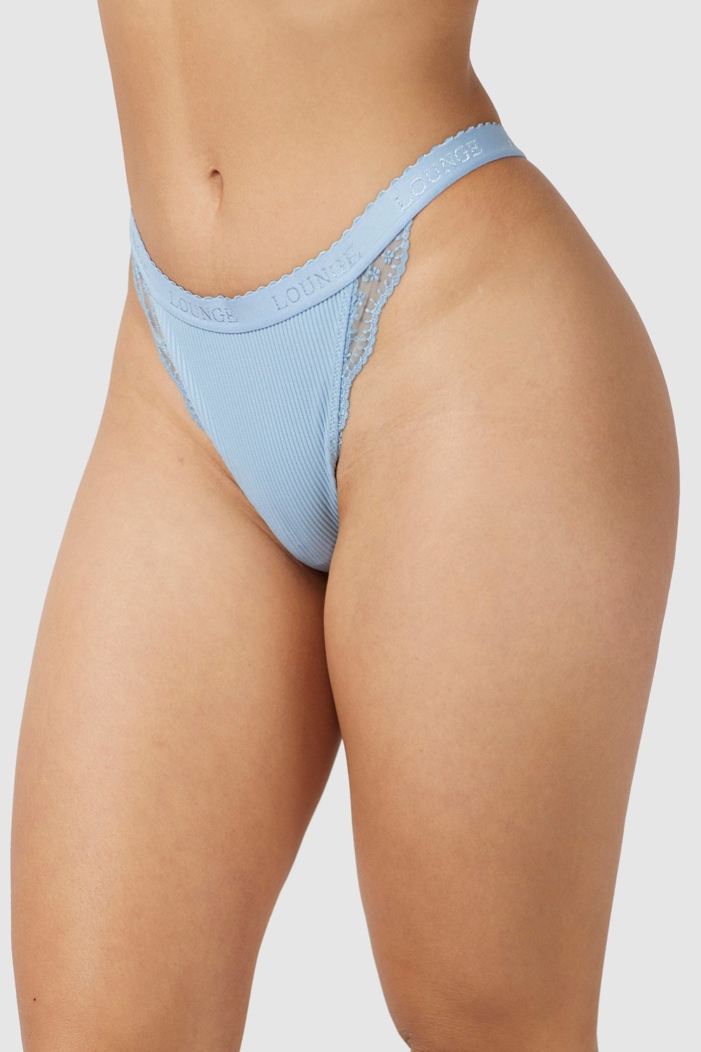 Lounge Underwear Räfflad String Blå | RSBN-80529