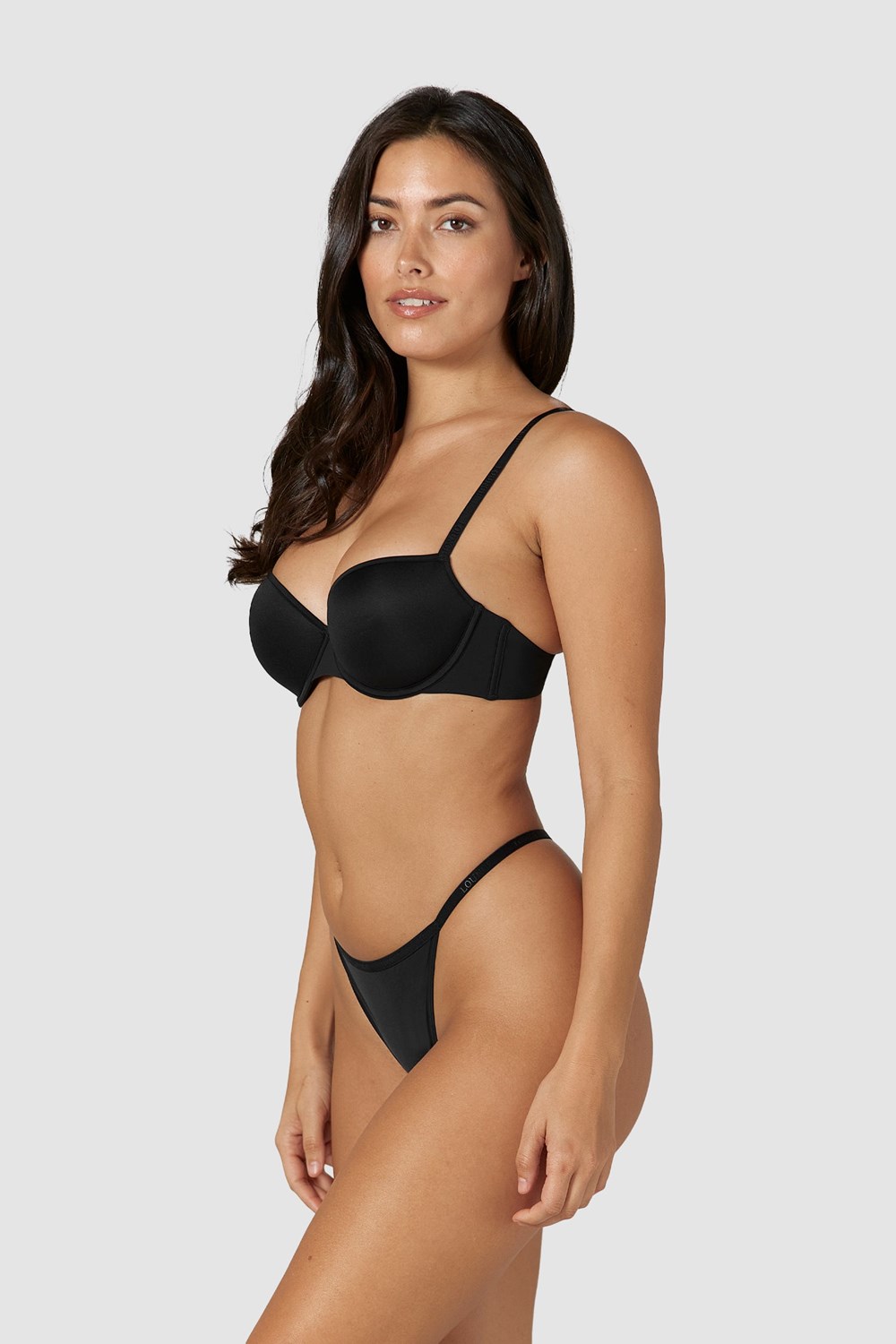 Lounge Underwear Your Everyday T-shirt Bra & String/Briefs Set Svarta | KOJR-64980