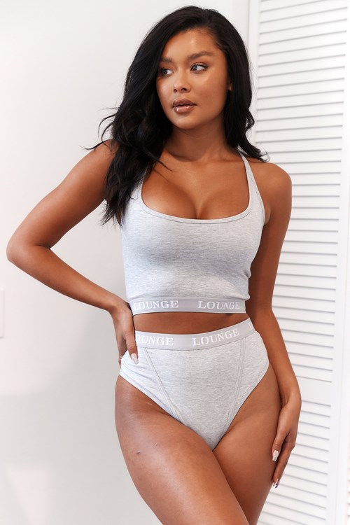 Lounge Underwear Bamboo Basic Bralette & String/Briefs Set Grå | CWPM-91052