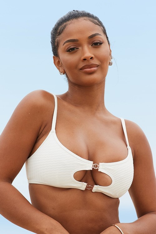 Lounge Underwear Cali Textured Bikini Top Grädde | VRPY-41206
