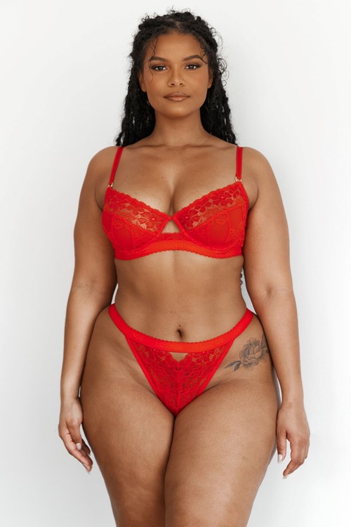 Lounge Underwear Flair Balcony Bra & String/Briefs Set Röda | JHNO-82475