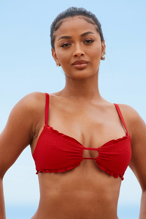 Lounge Underwear Hawaii Textured Bikini Top Röda | UNFA-83504