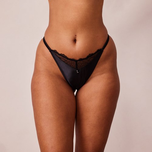 Lounge Underwear Quiltad Spets G-string Svarta | ZOGK-02795