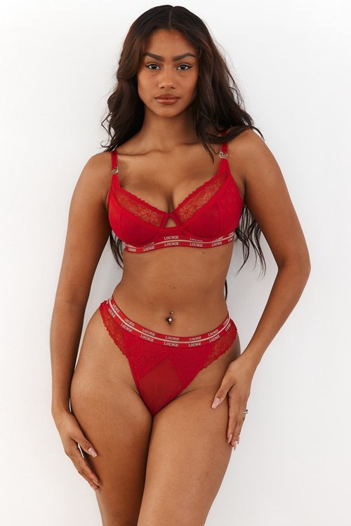 Lounge Underwear Vogue Balcony Bra & String/Briefs Set Vinröda | MZQK-81945