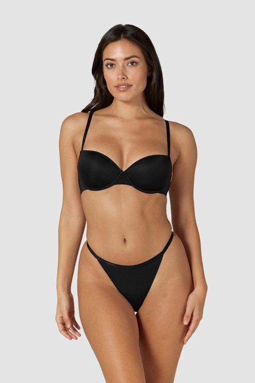 Lounge Underwear Your Everyday T-shirt Bra & String/Briefs Set Svarta | KOJR-64980